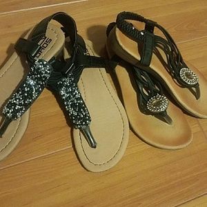 SOLD Bundle of Two pairs of black sandals